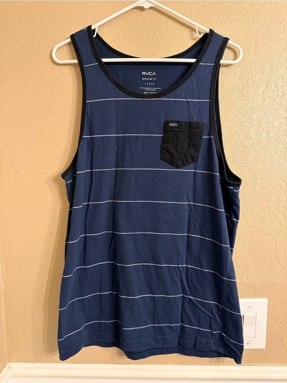RVCA Navy Striped Tank with Black Pocket